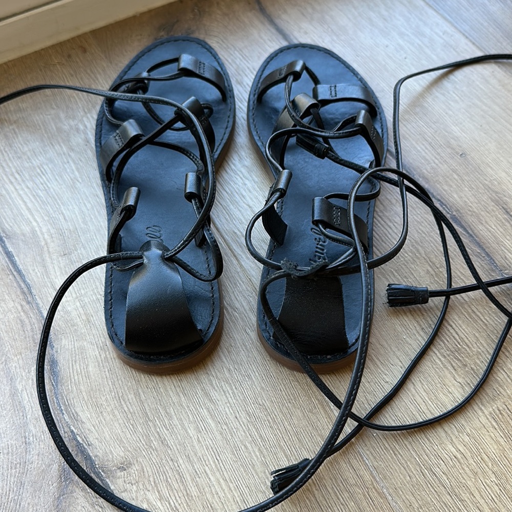 Madewell leather ankle lace-up sandals size 6.5 - Picture 4 of 4